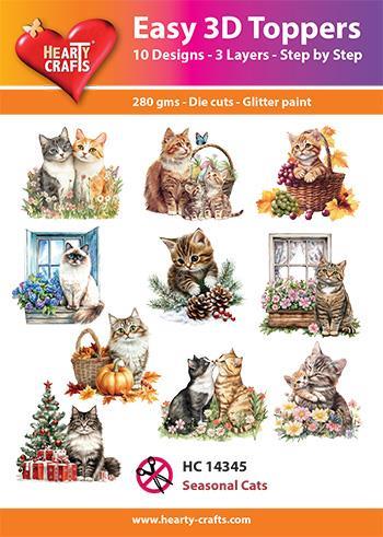 Easy 3D Toppers Seasonal cats 10 udstandsende motiver med glimmer